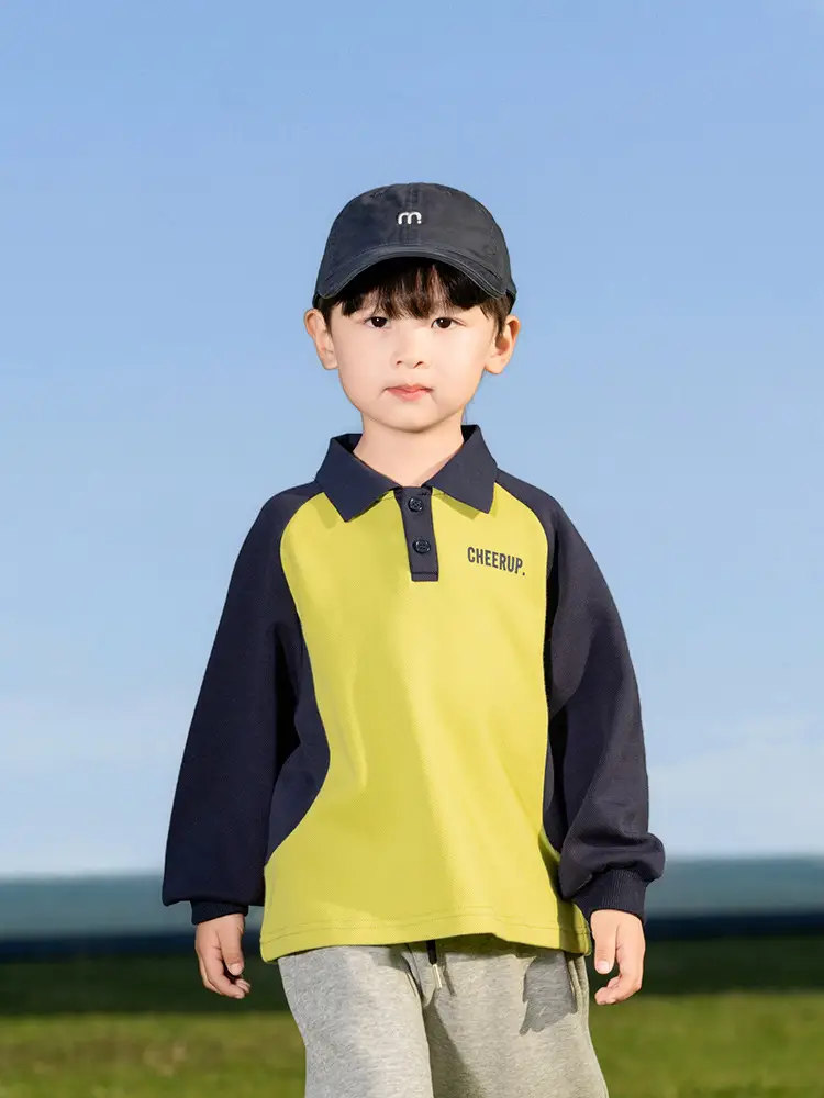 Kids Polo Shirt Yellow Black Letter Contrast for Boys - Image 4