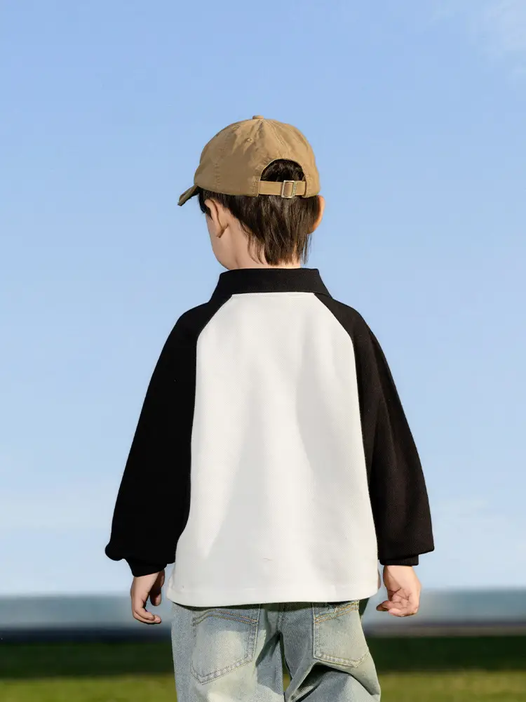 Kids Polo Shirt Yellow Black Letter Contrast for Boys - Image 7
