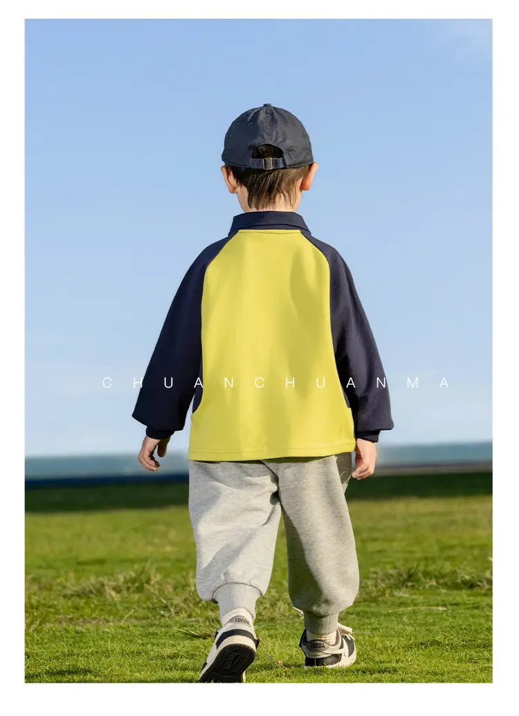 Kids Polo Shirt Yellow Black Letter Contrast for Boys — feature 14