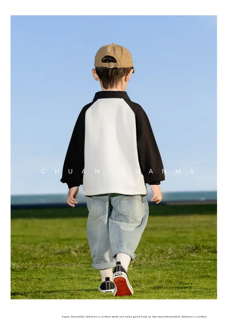 Kids Polo Shirt Yellow Black Letter Contrast for Boys — feature 24