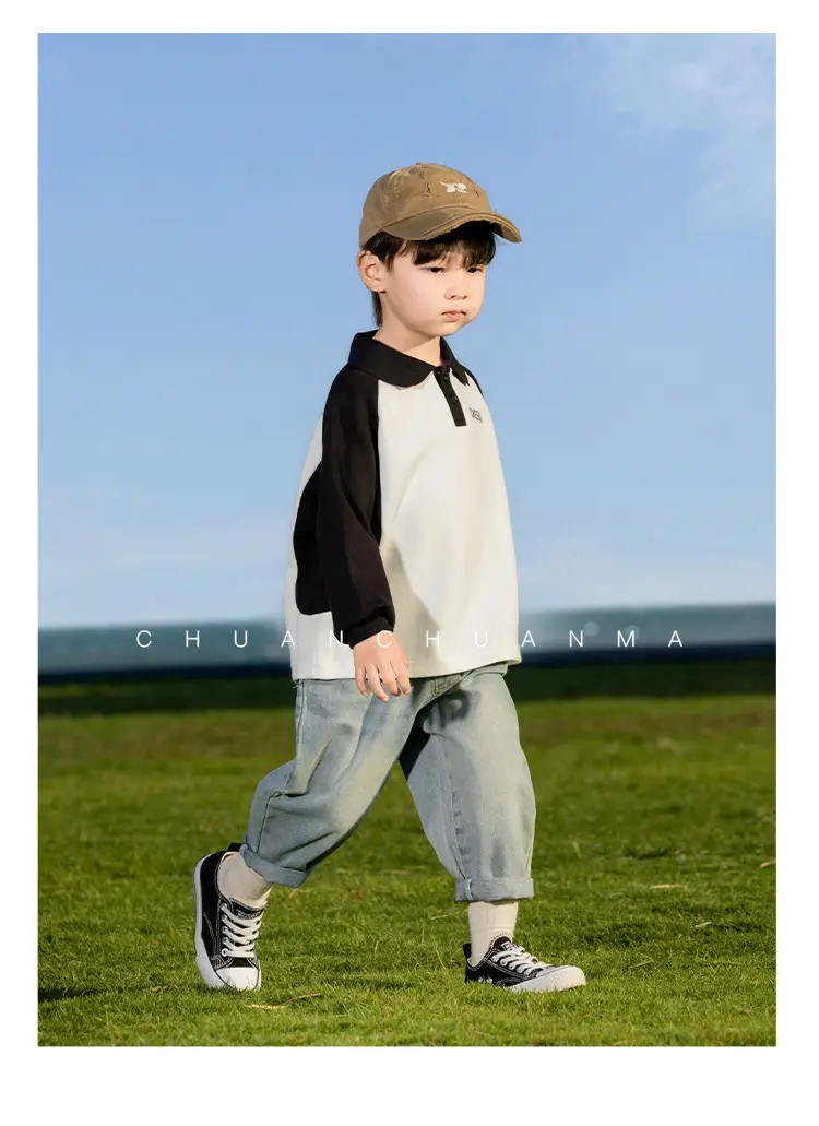 Kids Polo Shirt Yellow Black Letter Contrast for Boys — feature 25