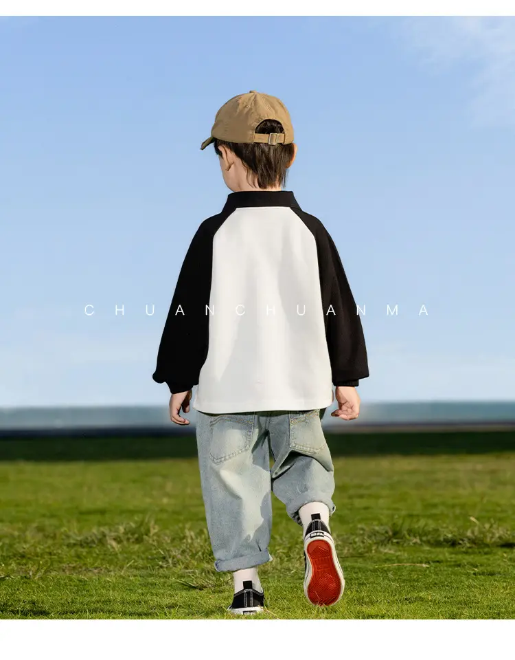 Kids Polo Shirt Yellow Black Letter Contrast for Boys — feature 31