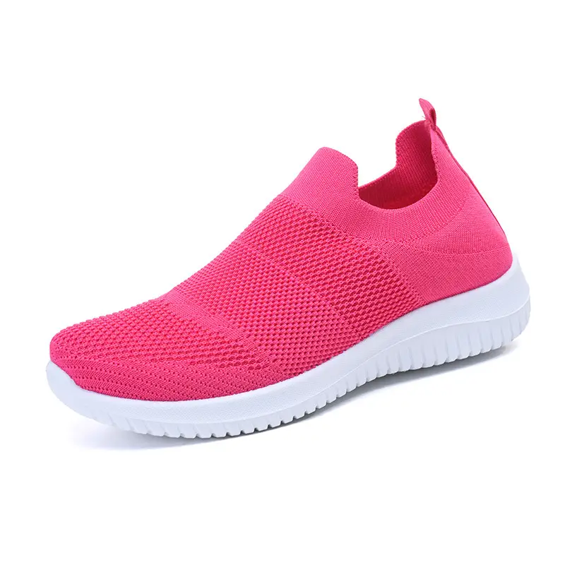 Cross-Border Slip-On Women's Shoes, Mother's Shoes, Summer Fly-Knit Breathable Single Shoes, Lightweight Soft-Soled Shoes for the Elderly, Mesh Sports Shoes
