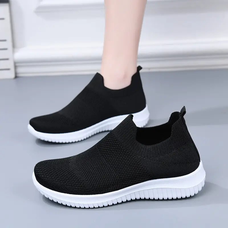Cross-Border Slip-On Women's Shoes, Mother's Shoes, Summer Fly-Knit Breathable Single Shoes, Lightweight Soft-Soled Shoes for the Elderly, Mesh Sports Shoes — feature 11