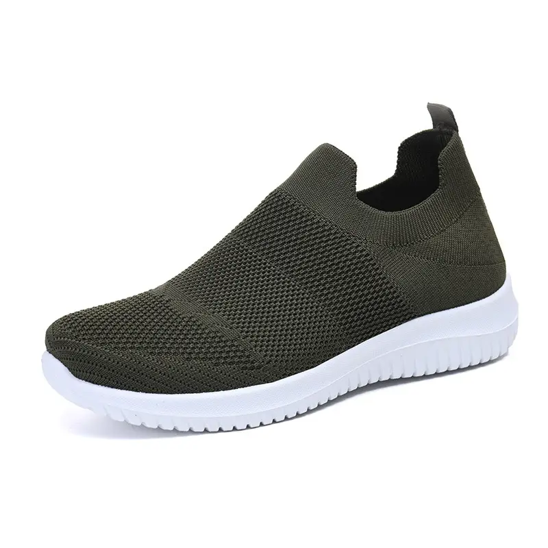 Cross-Border Slip-On Women's Shoes, Mother's Shoes, Summer Fly-Knit Breathable Single Shoes, Lightweight Soft-Soled Shoes for the Elderly, Mesh Sports Shoes