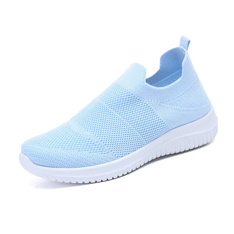 Cross-Border Slip-On Women's Shoes, Mother's Shoes, Summer Fly-Knit Breathable Single Shoes, Lightweight Soft-Soled Shoes for the Elderly, Mesh Sports Shoes