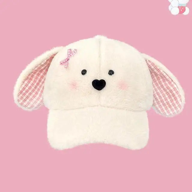 Women Woolly Rabbit Bow Cap Winter Warm Face - Image 2