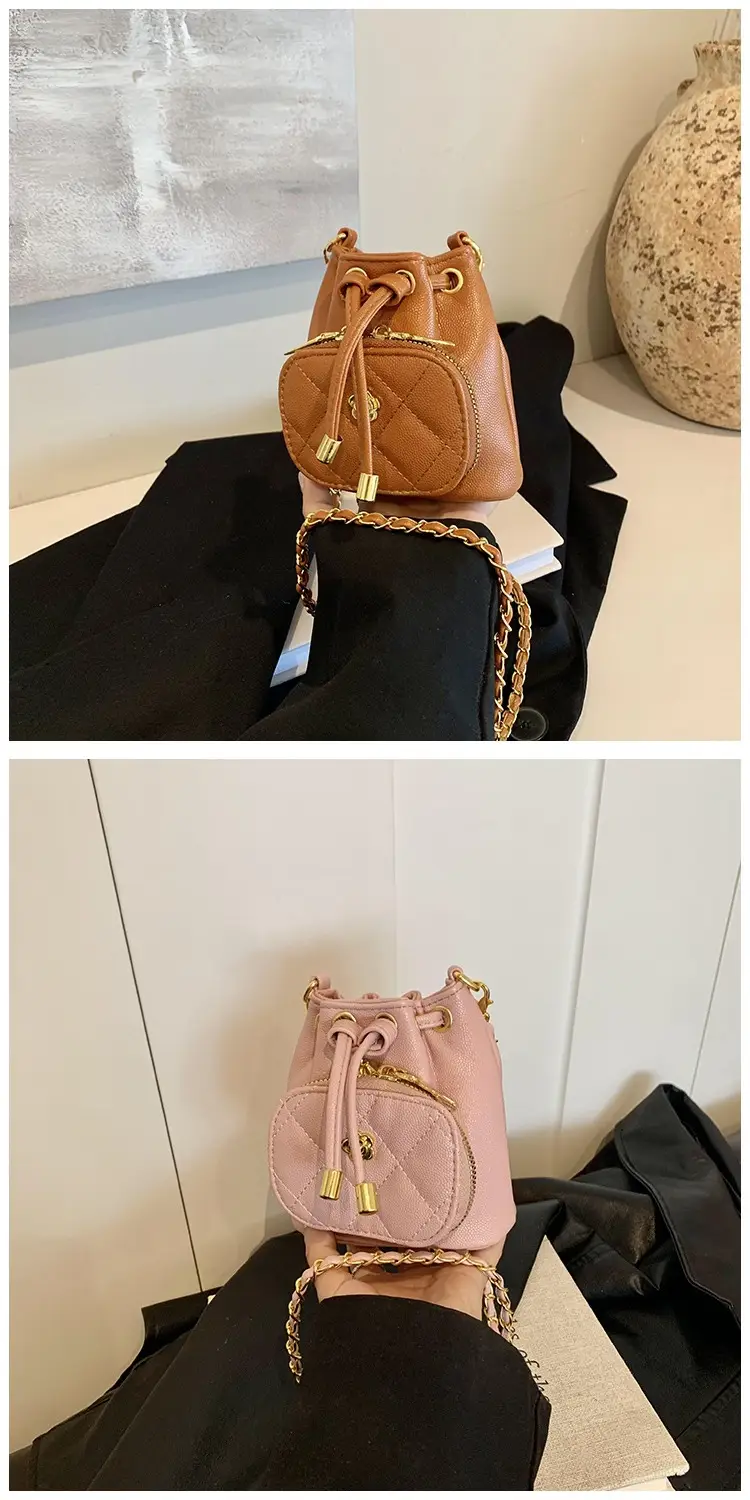 Stylish Girl's Brown Crossbody Bag with Gold Chain — feature 17