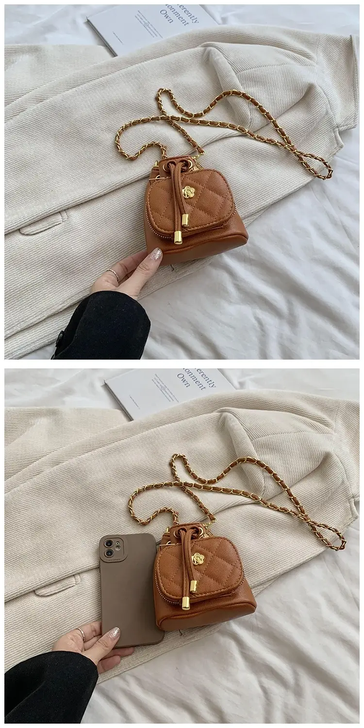 Stylish Girl's Brown Crossbody Bag with Gold Chain — feature 20