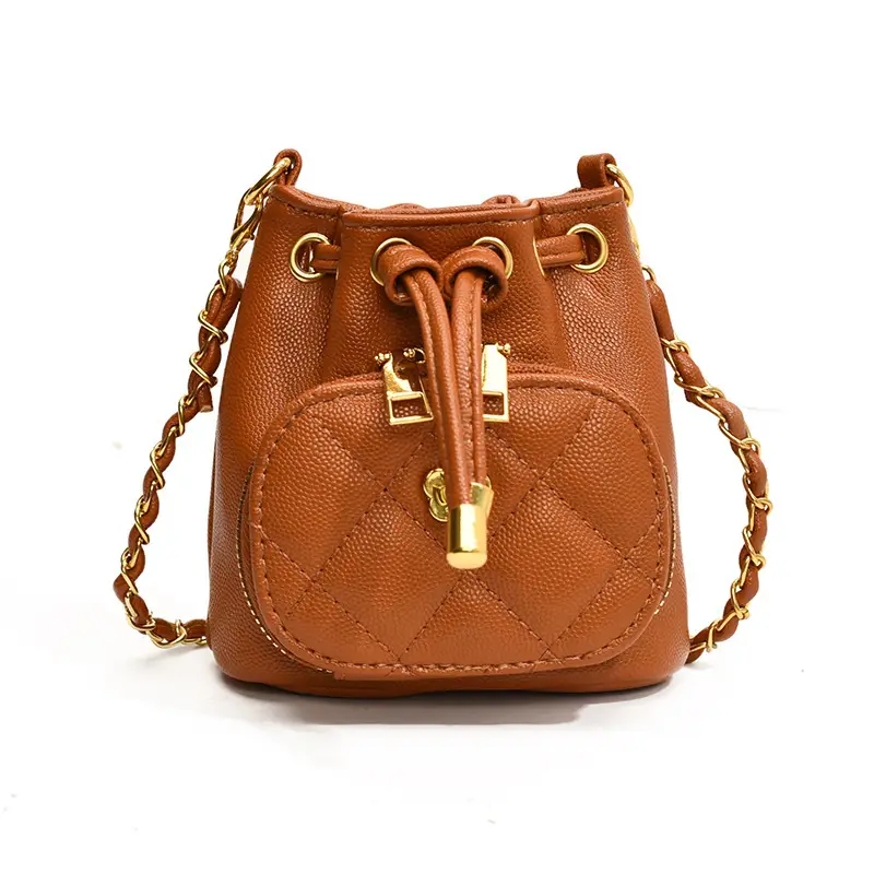 Stylish Girl's Brown Crossbody Bag with Gold Chain