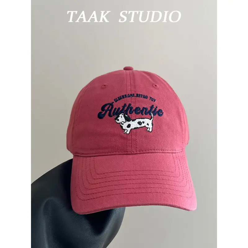 Women Retro Dalmatian Cap Plum Color Spring Summer