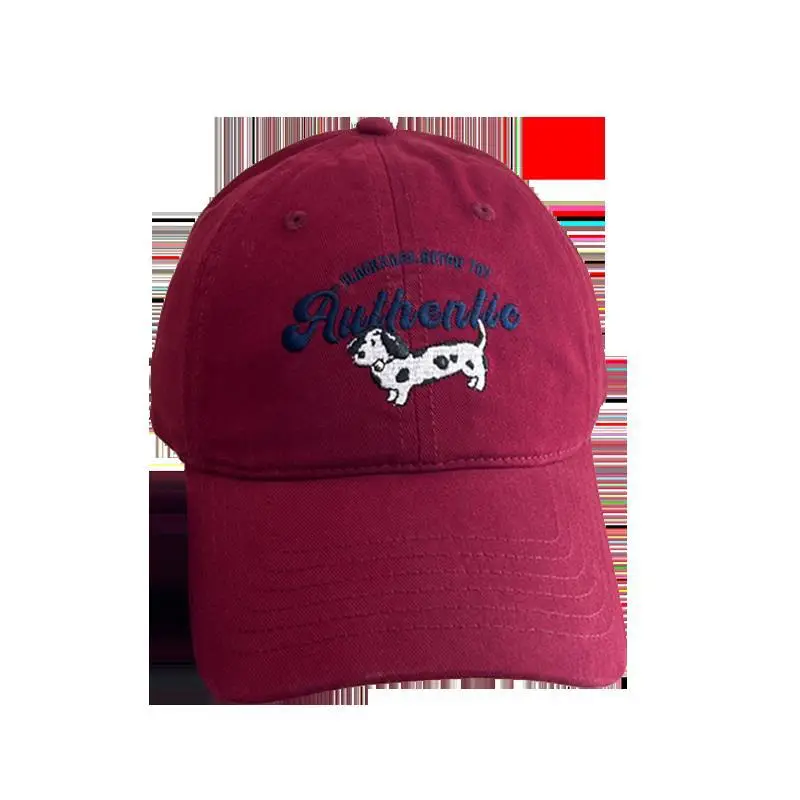 Women Retro Dalmatian Cap Plum Color Spring Summer