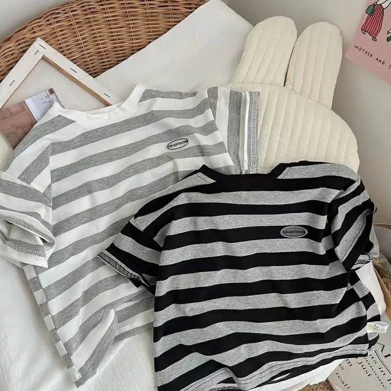 Korean Style Striped T-Shirt for Girls 2026