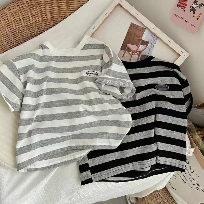 Korean Style Striped T-Shirt for Girls 2026