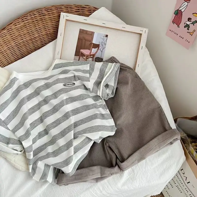 Korean Style Striped T-Shirt for Girls 2026