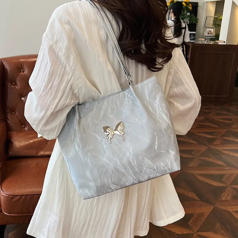 Women's Large Capacity Gentle Textile Bow Shoulder Bag - Image 7