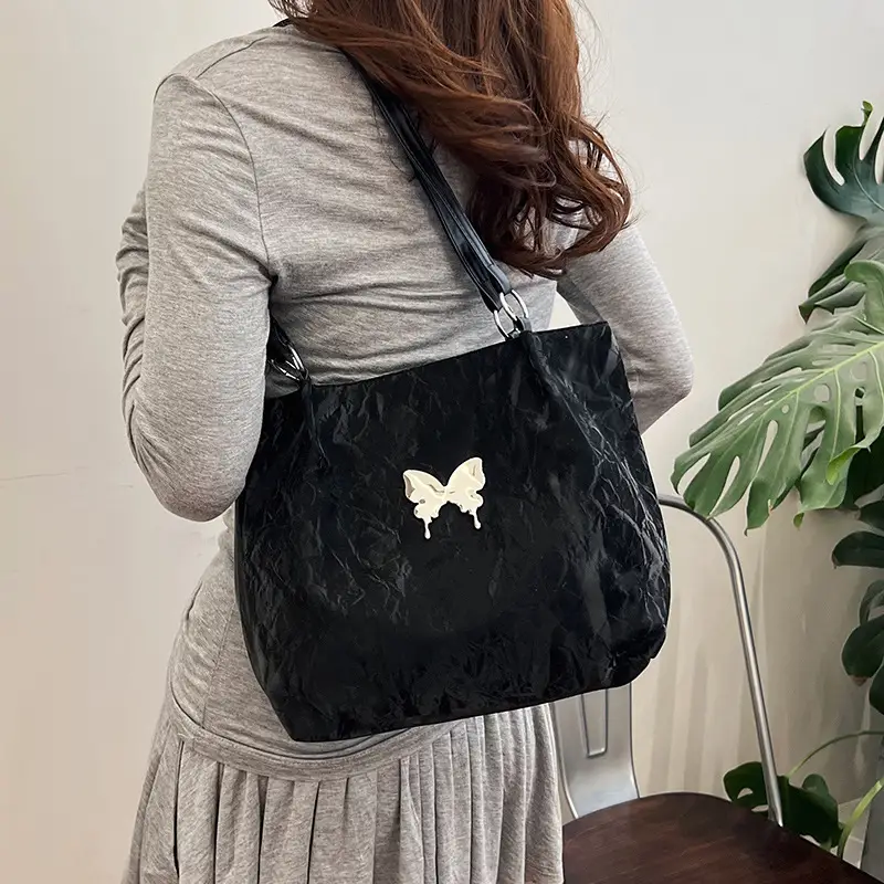 Women's Large Capacity Gentle Textile Bow Shoulder Bag - Image 8