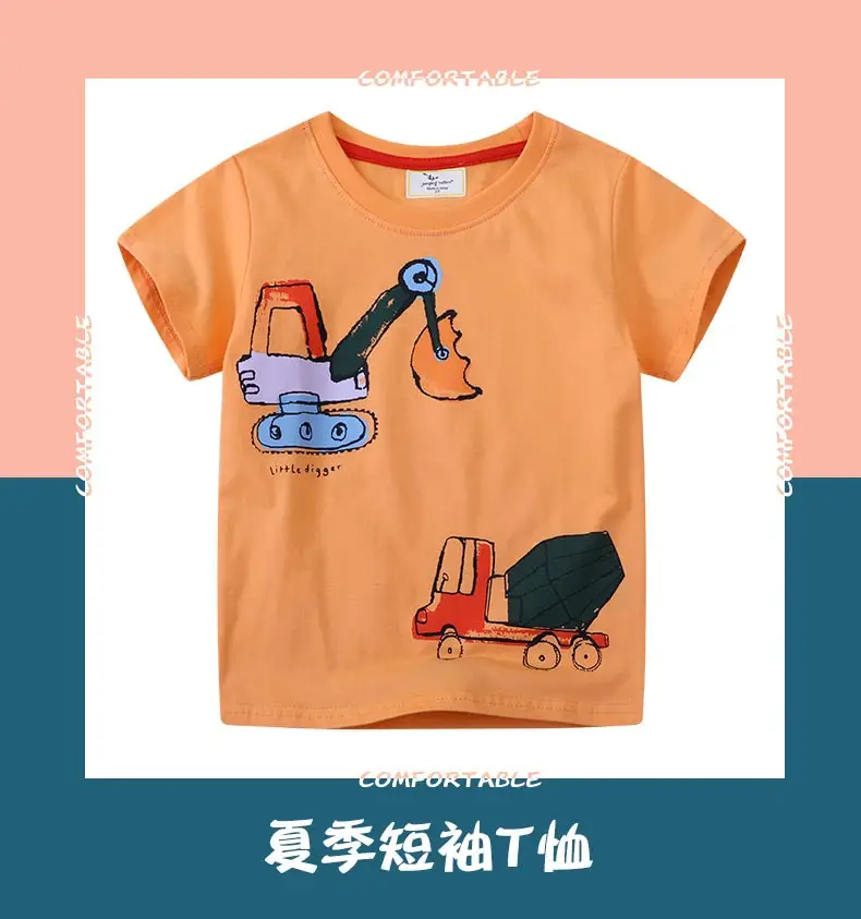 Children's Orange Cartoon T-Shirt Crew Neck Cotton Boys — feature 2