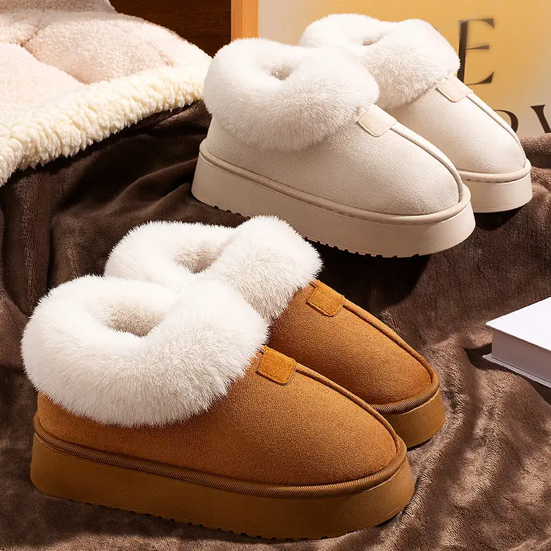 Snow boots women's 2024 new winter fleece-lined women's shoes thickened warm northeast cotton shoes home fur one - Image 4