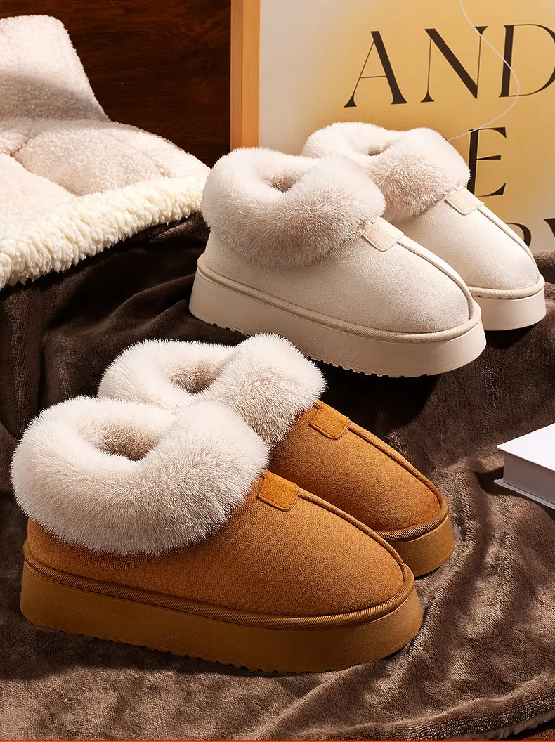 Snow boots women's 2024 new winter fleece-lined women's shoes thickened warm northeast cotton shoes home fur one — feature 1