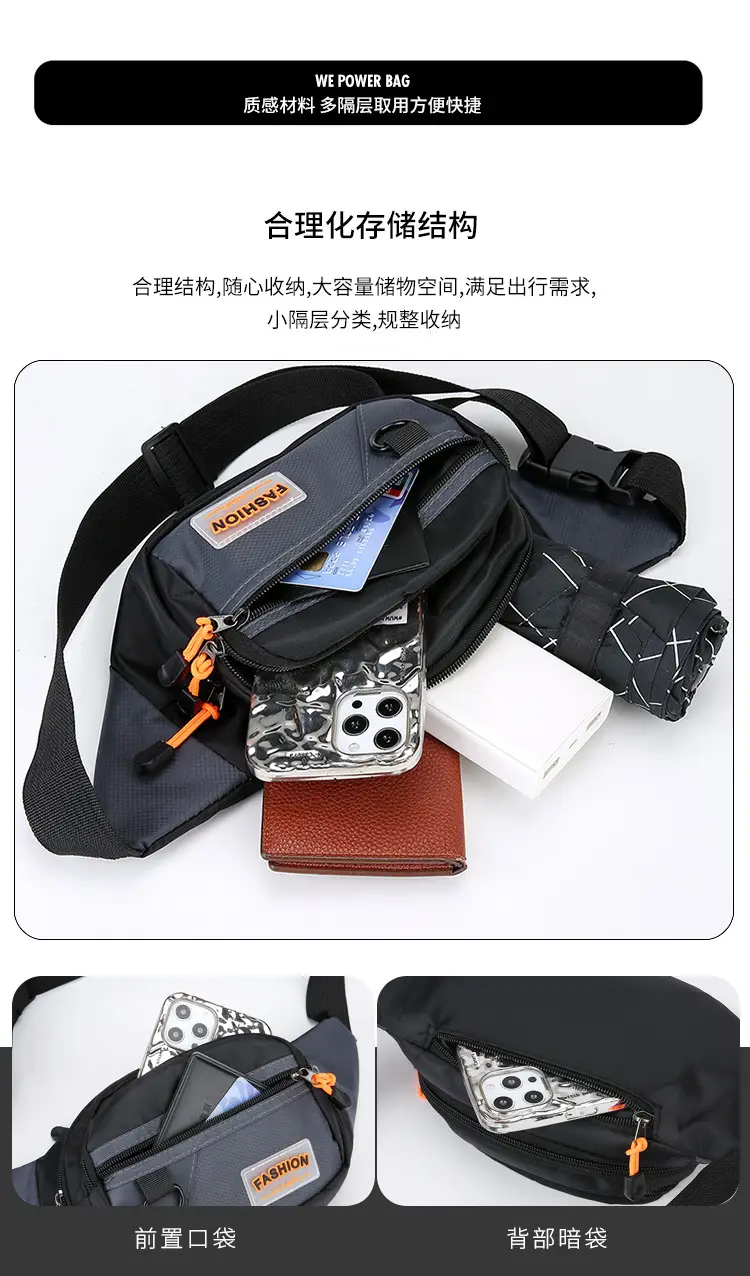 FASHION Waterproof Sports Waist Bag Black — feature 10