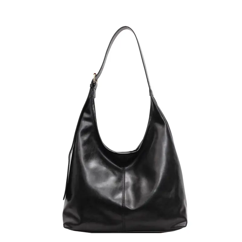 Women's Black Leather Shoulder Bag 2024 Winter Large Capacity - Image 9
