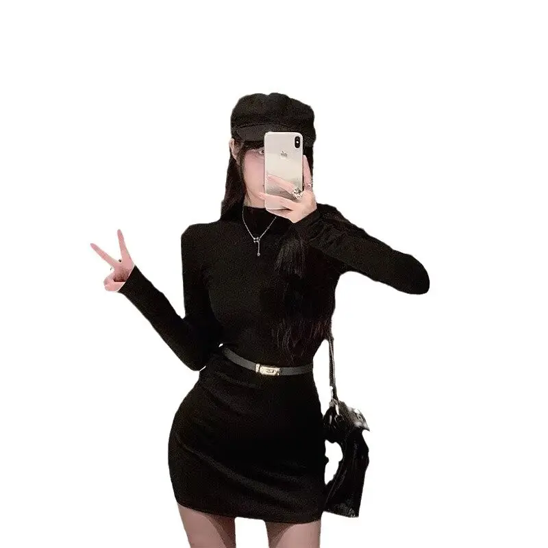 Black Long Sleeve Slim Fit Dress for Women