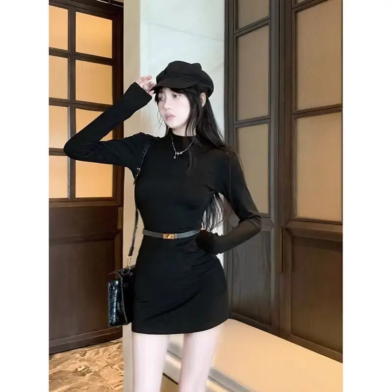 Black Long Sleeve Slim Fit Dress for Women — feature 4