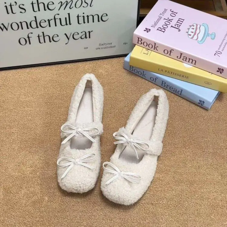 Women Fleece Bow Shoes Small 2024 Winter — feature 10