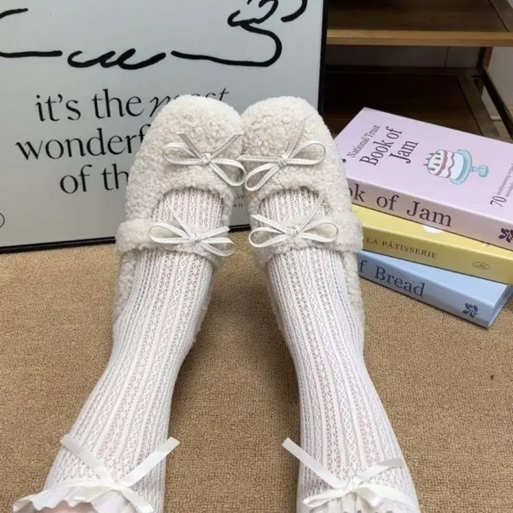 Women Fleece Bow Shoes Small 2024 Winter — feature 11