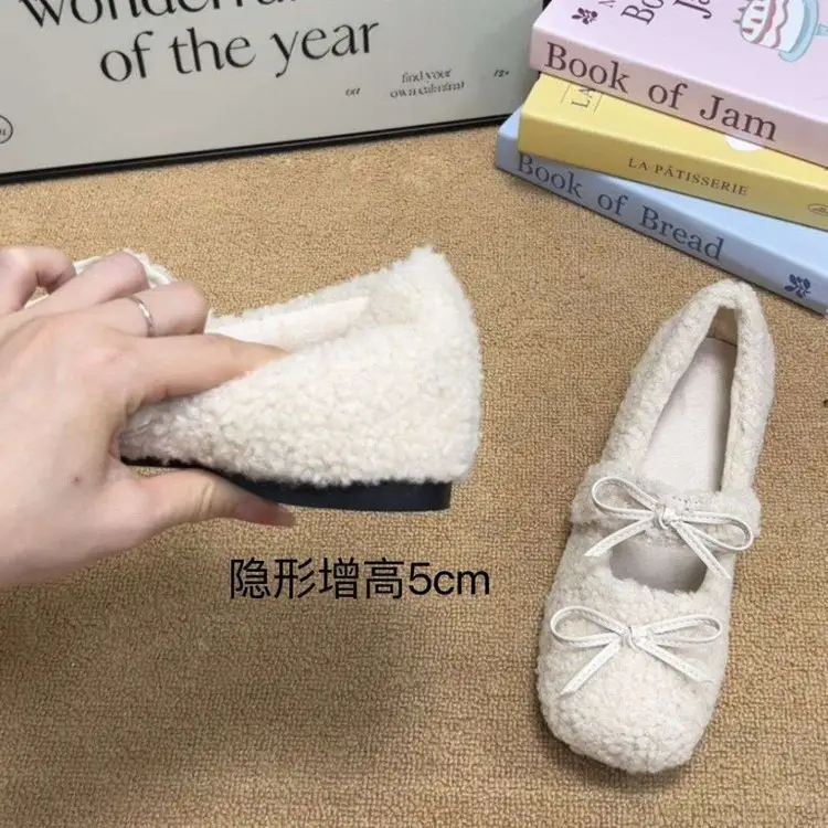 Women Fleece Bow Shoes Small 2024 Winter — feature 3