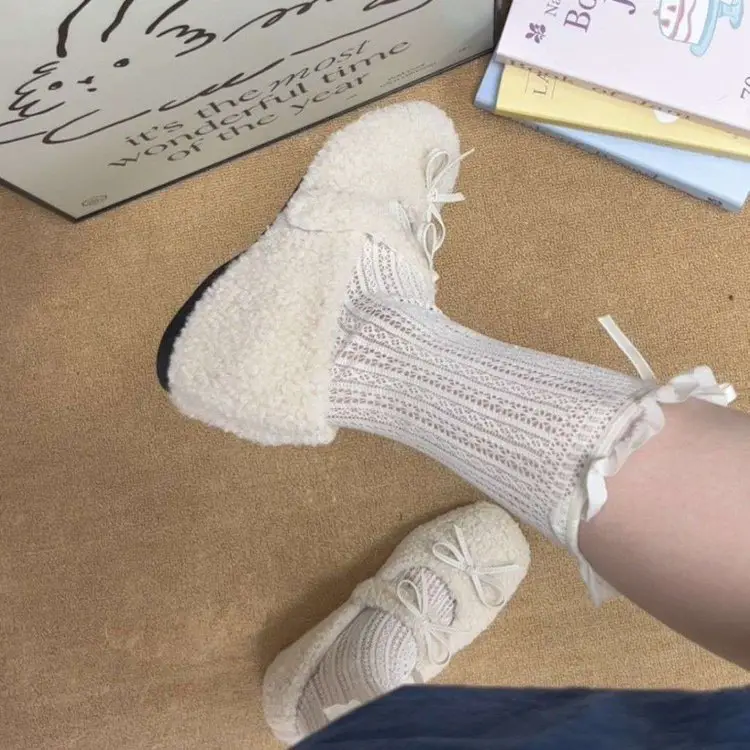 Women Fleece Bow Shoes Small 2024 Winter — feature 5
