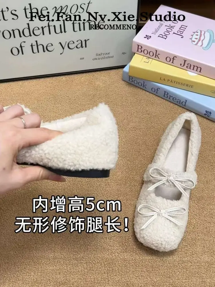 Women Fleece Bow Shoes Small 2024 Winter — feature 6