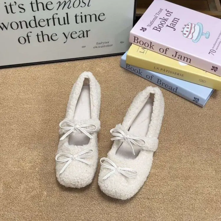 Women Fleece Bow Shoes Small 2024 Winter — feature 7