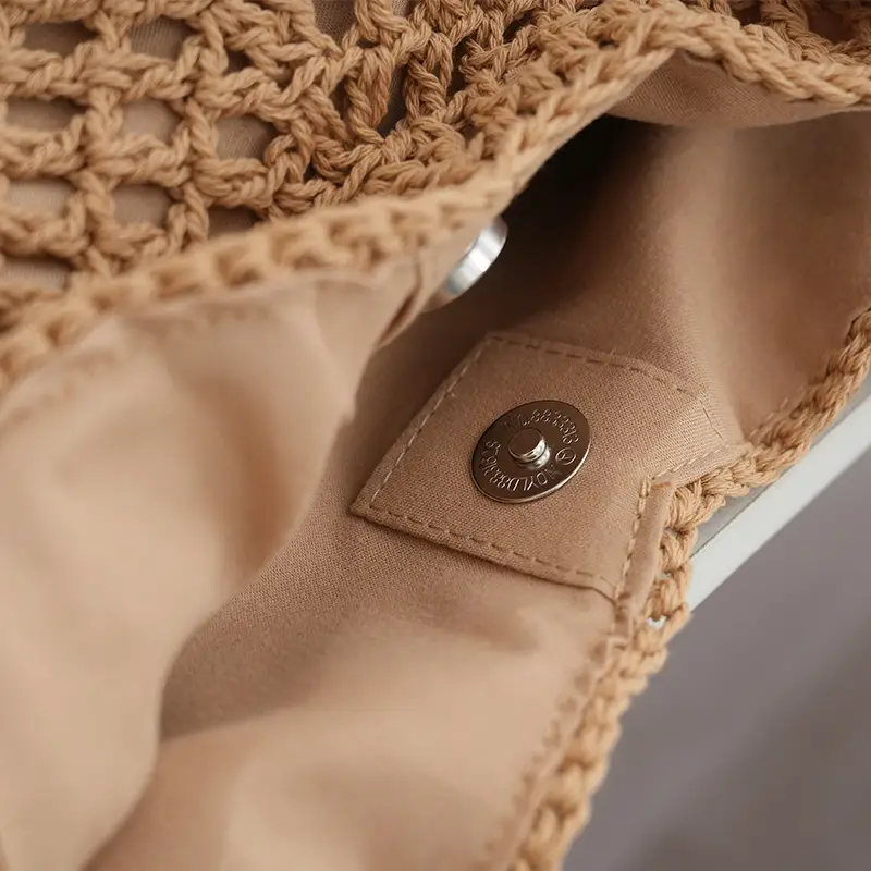 Beige Knitted Tassel Shoulder Bag Crochet — feature 3