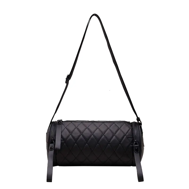 Black Rhombic Embroidered Shoulder Messenger Bag - Image 6