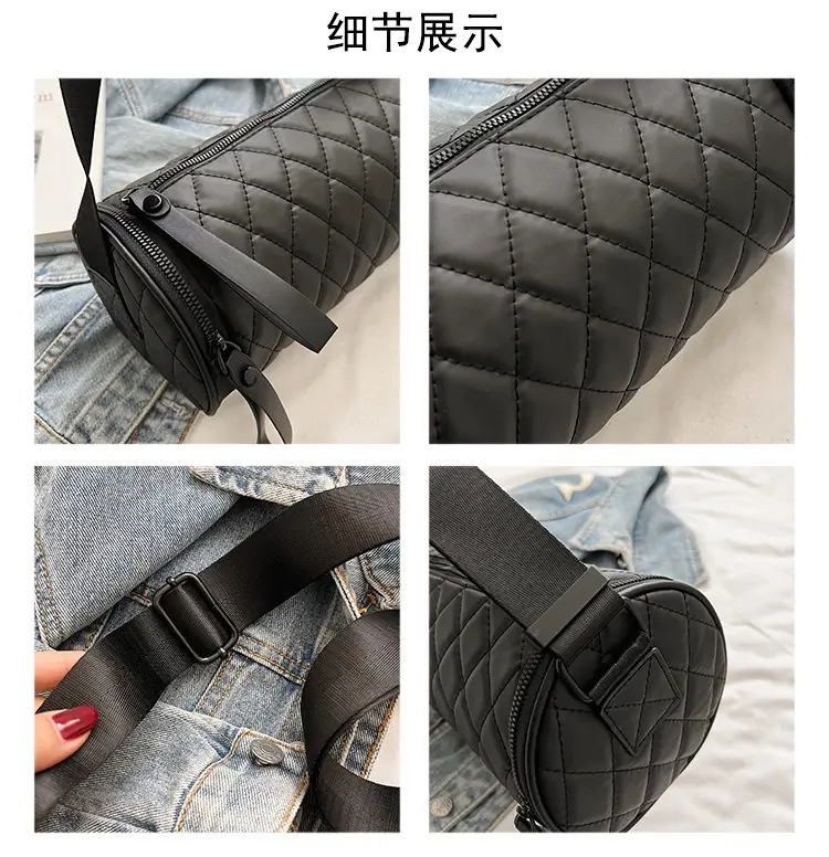 Black Rhombic Embroidered Shoulder Messenger Bag — feature 38