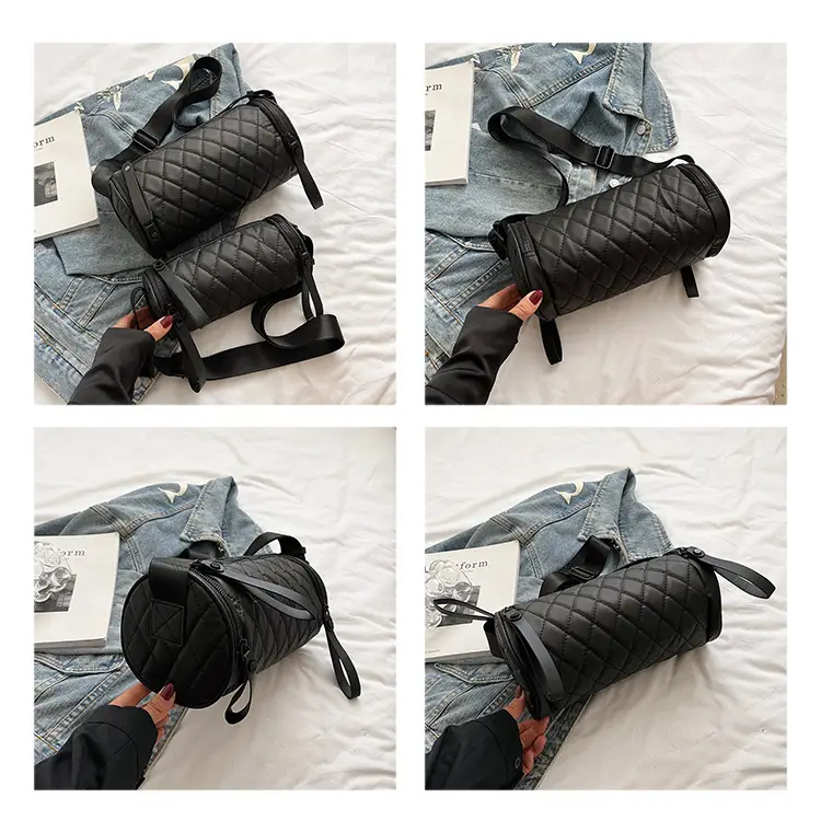 Black Rhombic Embroidered Shoulder Messenger Bag — feature 39