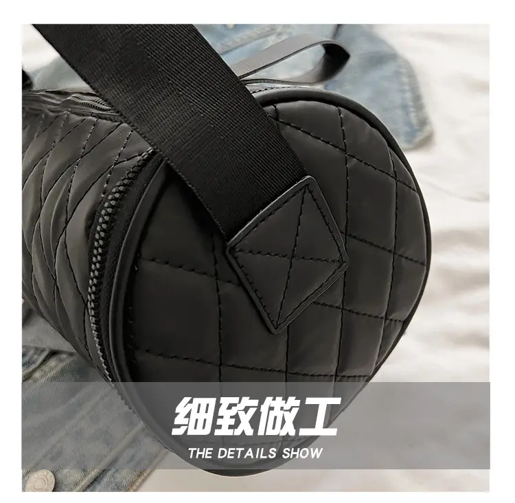 Black Rhombic Embroidered Shoulder Messenger Bag — feature 40