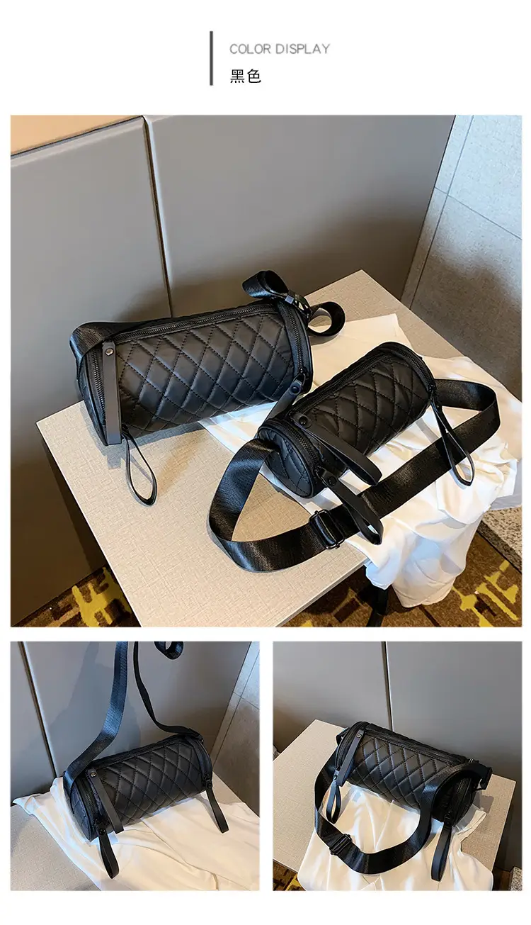 Black Rhombic Embroidered Shoulder Messenger Bag — feature 46