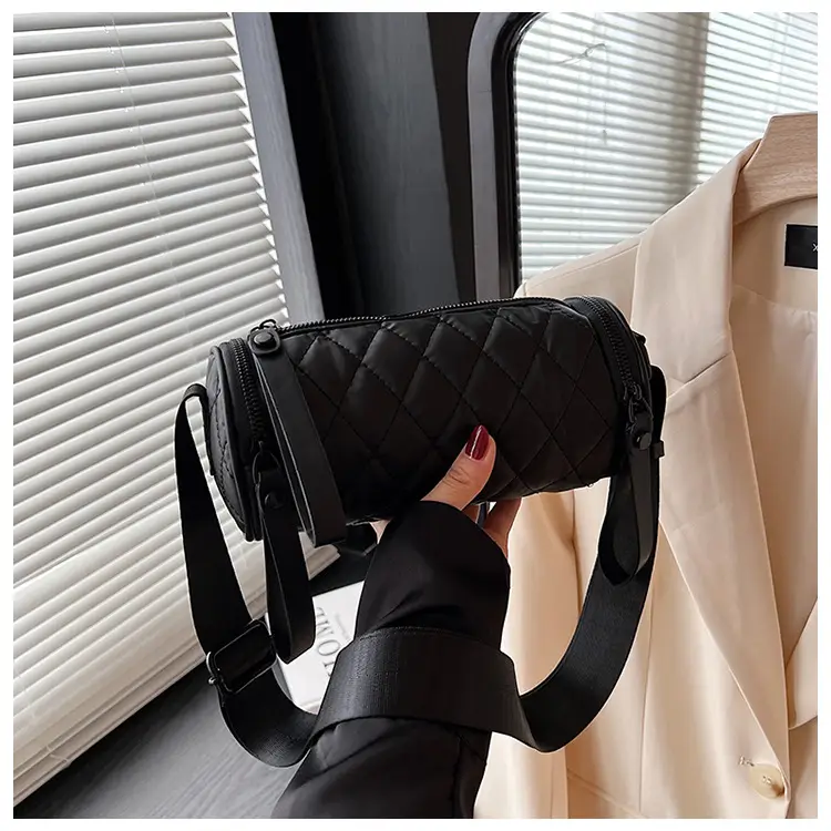 Black Rhombic Embroidered Shoulder Messenger Bag — feature 48
