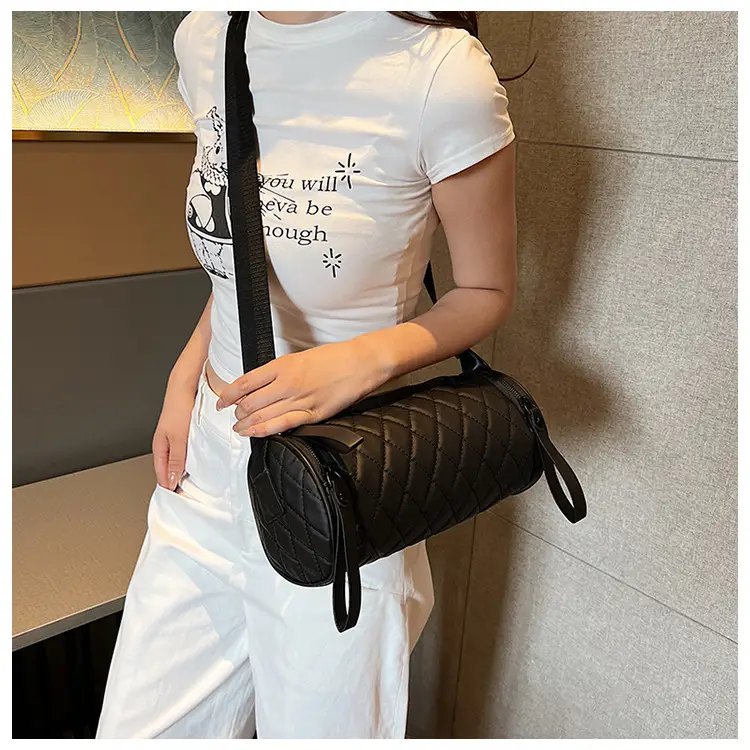 Black Rhombic Embroidered Shoulder Messenger Bag — feature 68