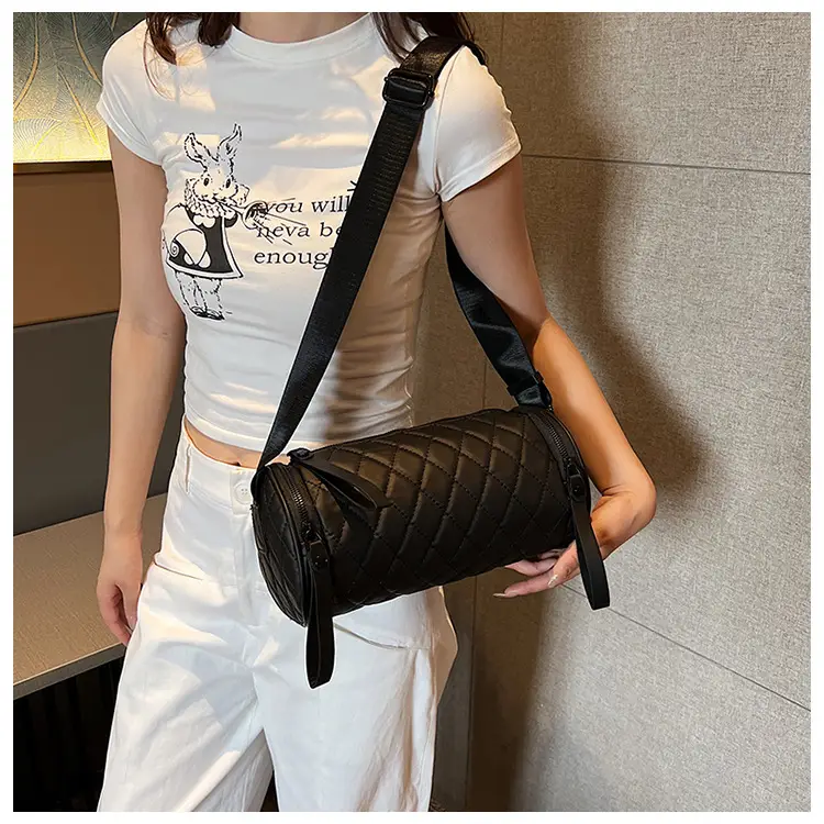 Black Rhombic Embroidered Shoulder Messenger Bag — feature 69