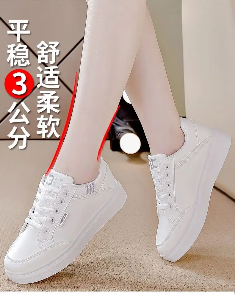2025 Spring Women's Soft Sole Shoes Leather Surface Non-slip Sneakers Women's Casual Shoes All-match Lightweight sneaker White Shoes — feature 1