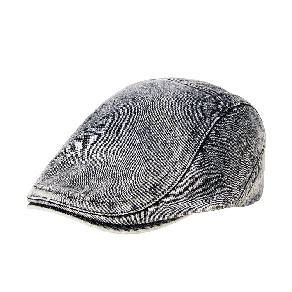 Men's Wash Denim Cap Blue British Style Adjustable - Image 11