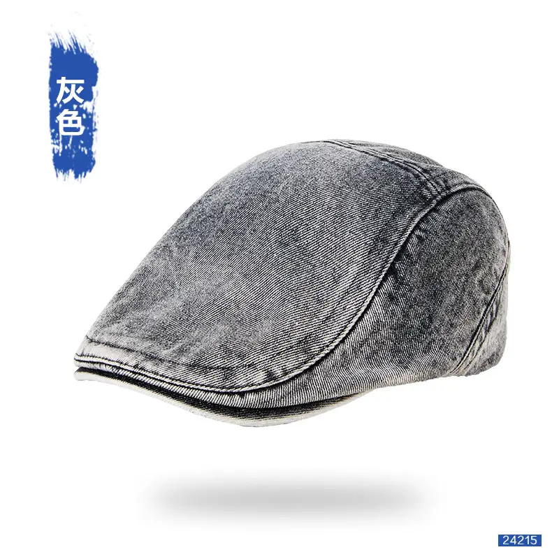 Men's Wash Denim Cap Blue British Style Adjustable - Image 5