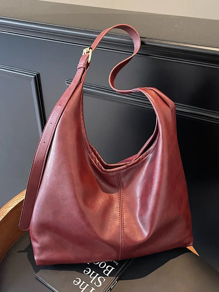 Brown Leather Shoulder Tote Bag for Women - Image 6