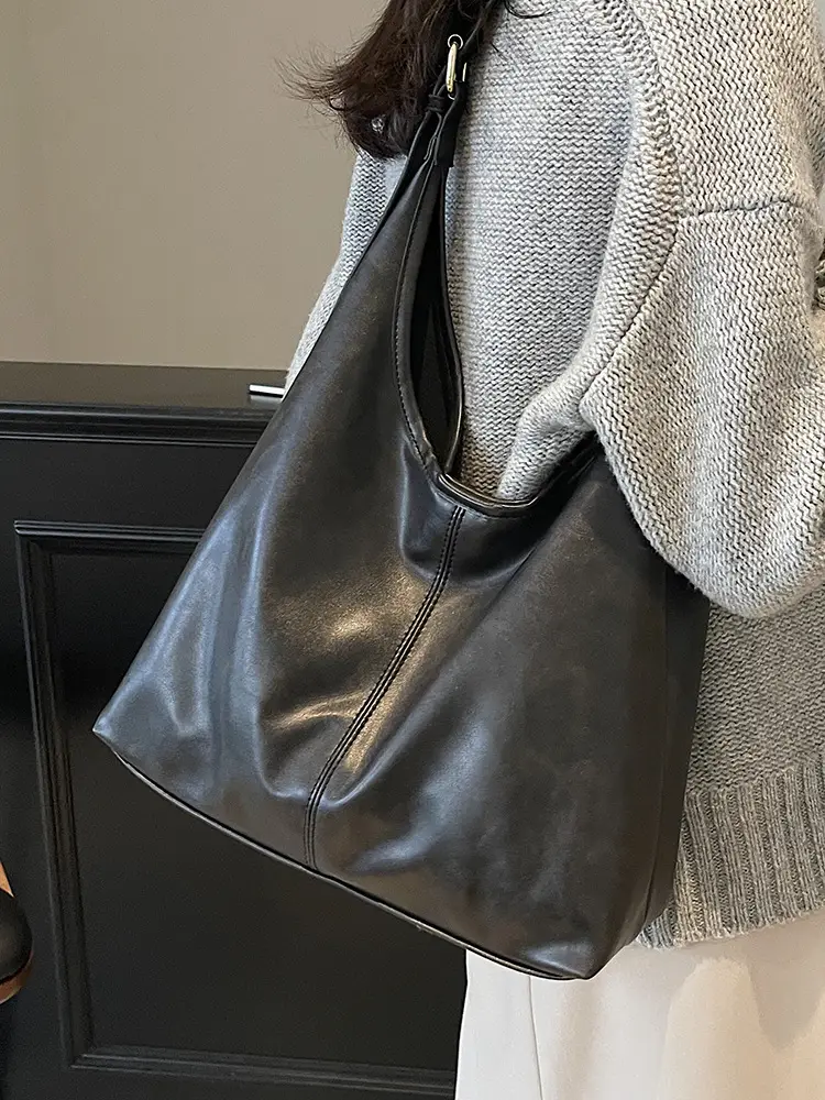 Brown Leather Shoulder Tote Bag for Women - Image 8