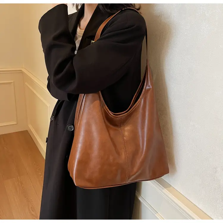 Brown Leather Shoulder Tote Bag for Women — feature 22
