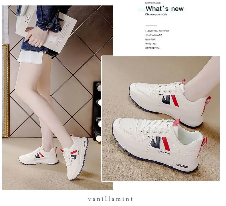 Plus-Size Cross-Border White Sneakers for Women, 2026 Spring and Autumn New Versatile Thick-Soled Popular Casual Sports Shoes — feature 3